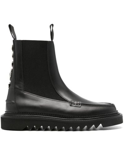 Toga Virilis Stud-embellished Leather Boots - Black