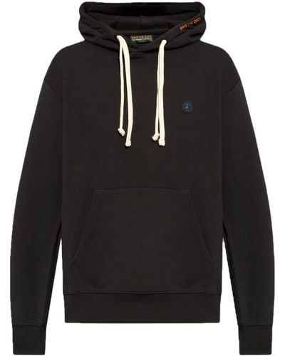 Save The Duck Embossed Logo Cotton Hoodie - Black