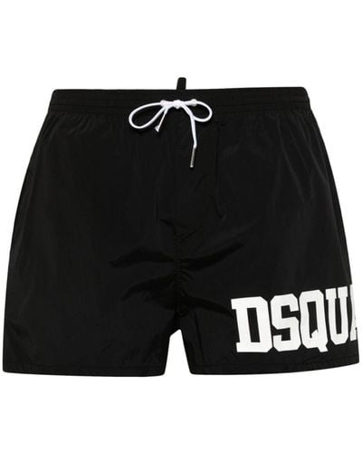 DSquared² Logo-Print Swim Shorts - Black