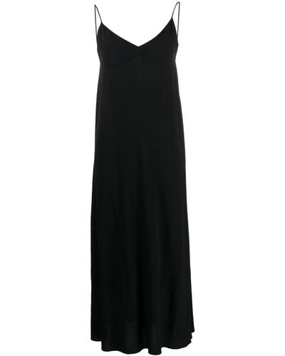 Three Graces London Vestido largo con cuello en V - Negro