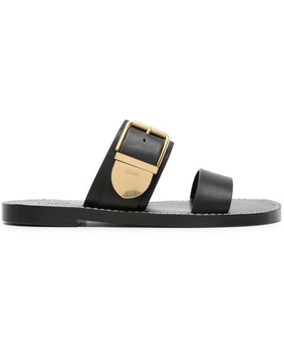 Chloé Buckle-strap Leather Sandals - Black