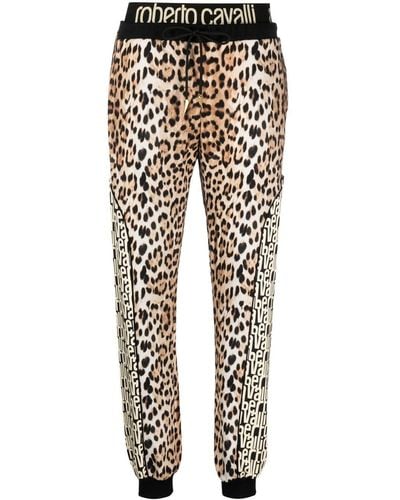 Roberto Cavalli Leopard-print Cotton Track Pant - Multicolor