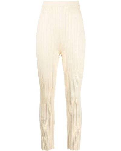 Nanushka Ribbed High-waist Skinny Pants - Natural
