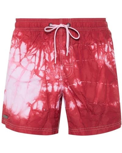 Sundek Golden Wave Crinkled Swim Shorts - Red