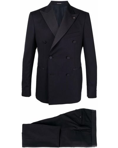Tagliatore Fitted Double-breasted Suit - Blue