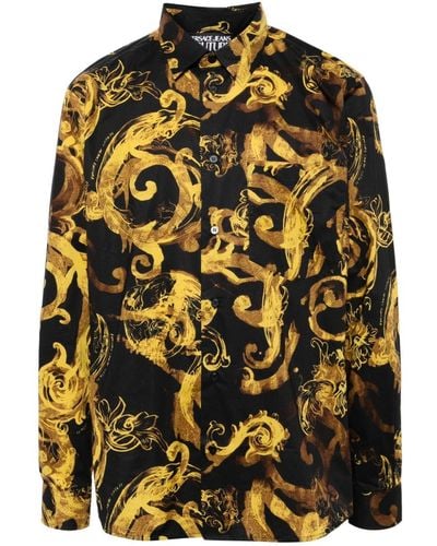 Versace Baroque-print Cotton Shirt - Black
