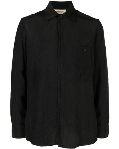 Uma Wang Crease-effect Long-sleeve Shirt - Black
