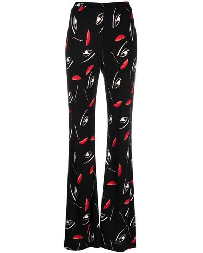 Diane von Furstenberg Pantalon évasé à imprimé graphique - Noir