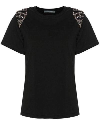 Alberta Ferretti Camiseta con detalle de gemas - Negro