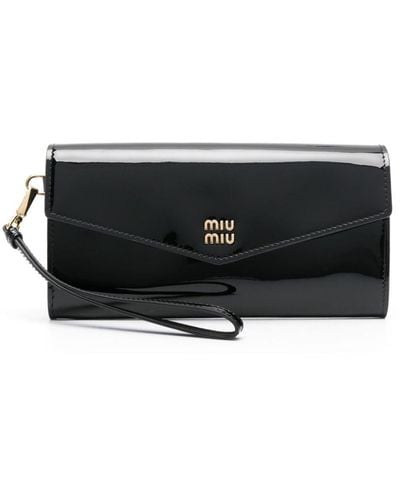 Miu Miu Cartera con placa del logo - Negro