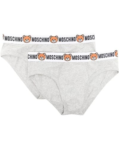 Moschino Logo-print Strap Cotton-blend Briefs - White