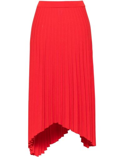 Mrz Asymmetric Pleated Midi Skirt - Red