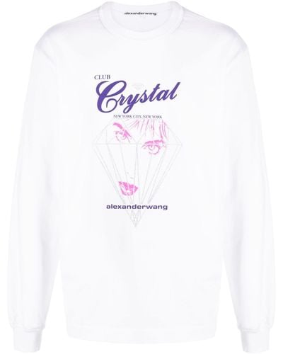 Alexander Wang Club Crystal Graphic-print Cotton T-shirt - White