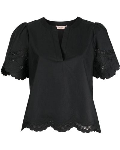 Twin Set Broderie-anglaise Short-sleeve Blouse - Black