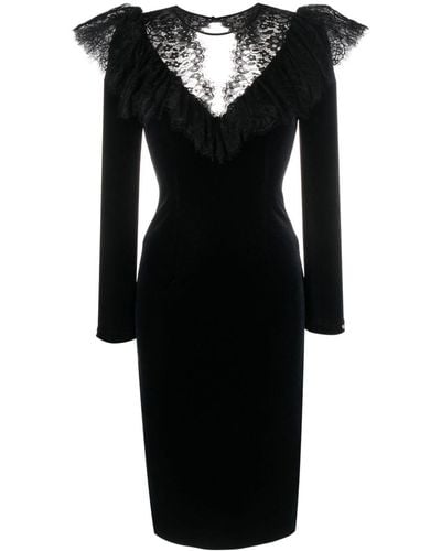 Nissa Lace-detailing Long-sleeve Dress - Black