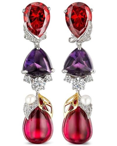 Anabela Chan 18kt White Gold Vermeil Berry Multi-stone Earrings - Red
