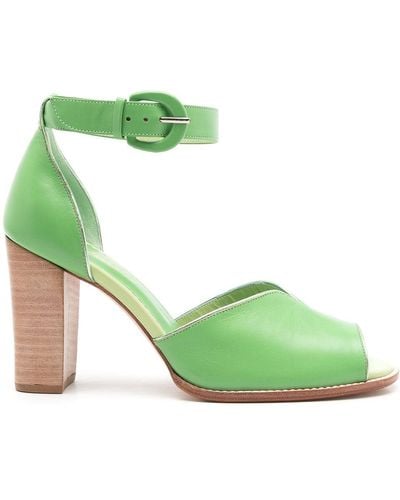 Sarah Chofakian Lorraine 75mm Leather Sandals - Green