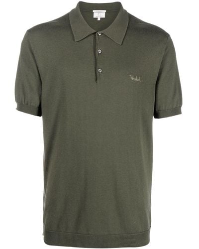 Woolrich Logo-embroidered Knitted Polo Shirt - Green
