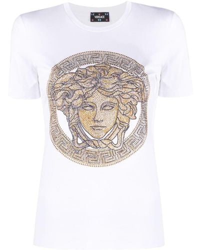 Versace T-shirt La Medusa orné de cristaux - Blanc