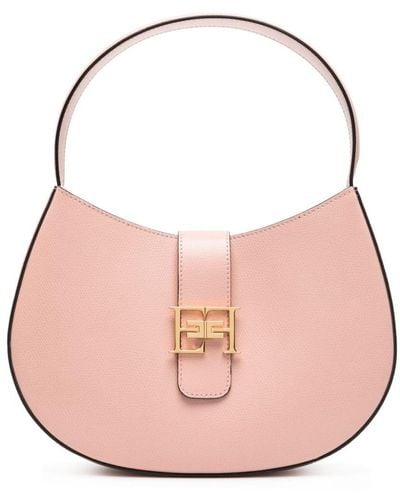 Elisabetta Franchi Logo-plaque Leather Tote Bag - Pink