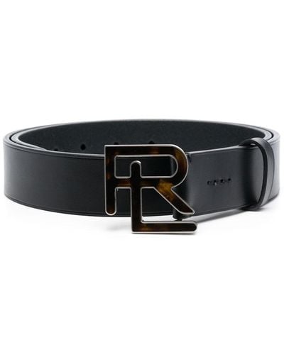 Ralph Lauren Collection Cinturón con placa del logo - Negro