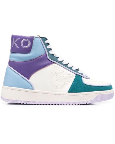 Pinko Paneled High-top Leather Sneakers - Blue