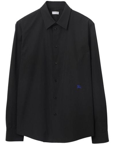 Burberry Overhemd Met Geborduurd Logo - Zwart