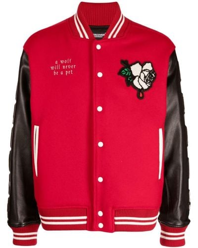 Undercover Patch-detail Buttoned Bomber Jacket - Red