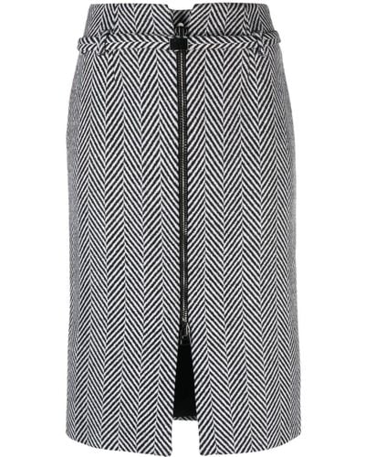 Tom Ford Chevron-pattern Midi Pencil Skirt - Gray