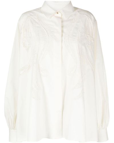 Elie Saab Lace-embroidered Cotton Shirt - White