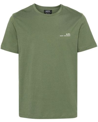 A.P.C. T-shirt en coton à logo imprimé - Vert