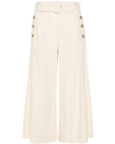 Twin Set Wide-leg Cropped Trousers - Natural