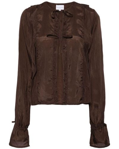 Alohas Oceane Front-tie Blouse - Brown
