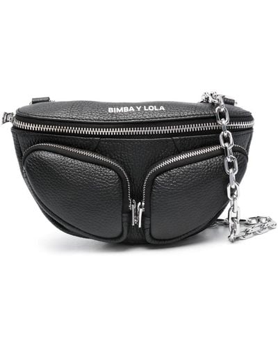 Bimba Y Lola Xs Pocket Leather Belt Bag - Black