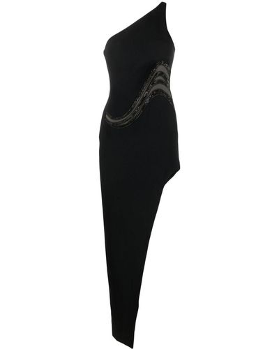 David Koma Crystal-embellished One-shoulder Dress - Black