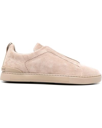 ZEGNA Triple Stitch Suede Sneakers - Pink