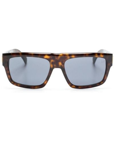 Dunhill Tortoiseshell-effect Rectangle-frame Sunglasses - Blue