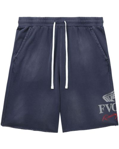 FIVE CM Logo-print cotton shorts - Blau