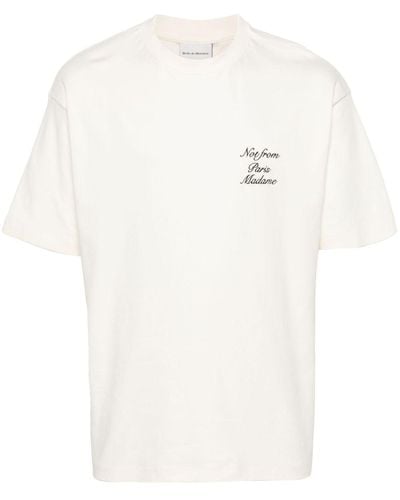 Drole de Monsieur Slogan Cursive Tシャツ - ホワイト