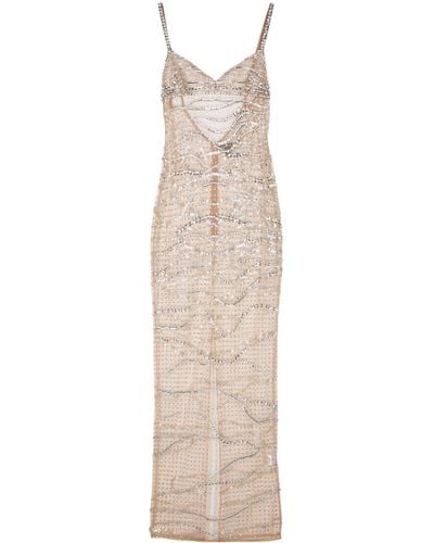 retroféte Citrine Gem-embellished Dress - Natural
