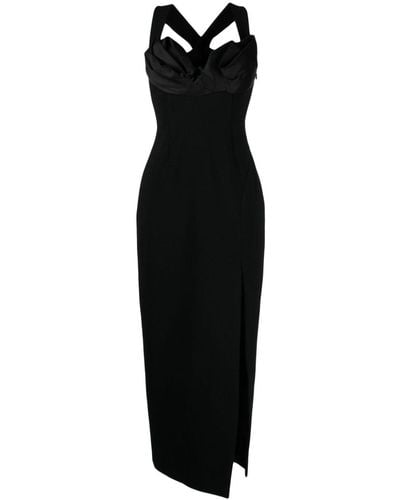 Rachel Gilbert Alaric Gathered-detail Midi Dress - Black