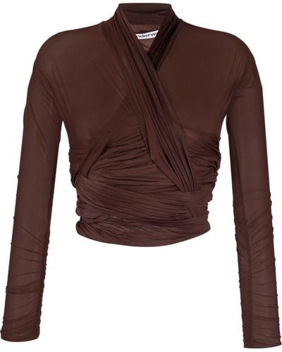 Alexander Wang Ruched Cropped Top - Brown