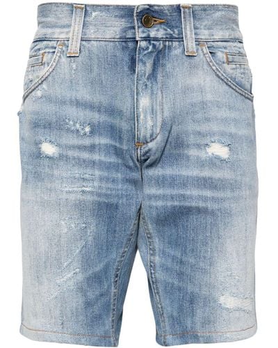 Dolce & Gabbana Jeans-Shorts mit Logo-Schild - Blau