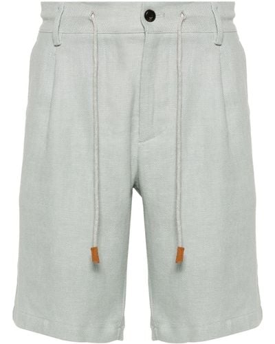 Eleventy Drawstring Linen Bermuda Shorts - Gray