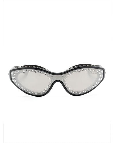 Swarovski Crystal-embellished goggle-frame Sunglasses - Grey