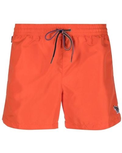 Paul Smith Elasticated-drawstring Swim-shorts - Red