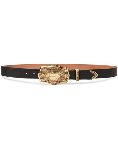 Ralph Lauren Collection Western Leather Belt - Black
