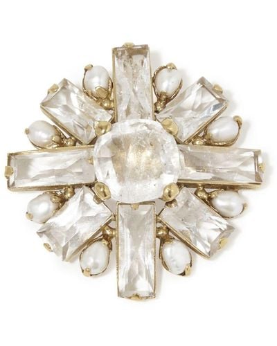 Goossens Crystal-embellished Brooch - White