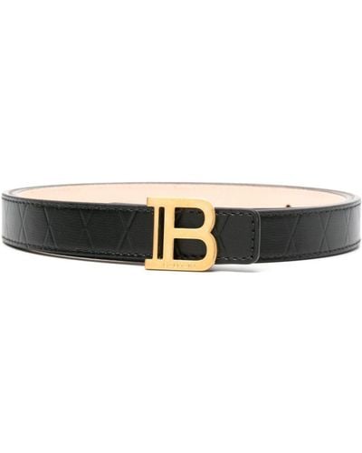 Balmain Cintura B-belt Fine In Pelle Di Vitello - Black