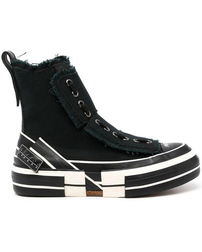 Y's Yohji Yamamoto Frayed-trimmed High-top Sneakers - Black